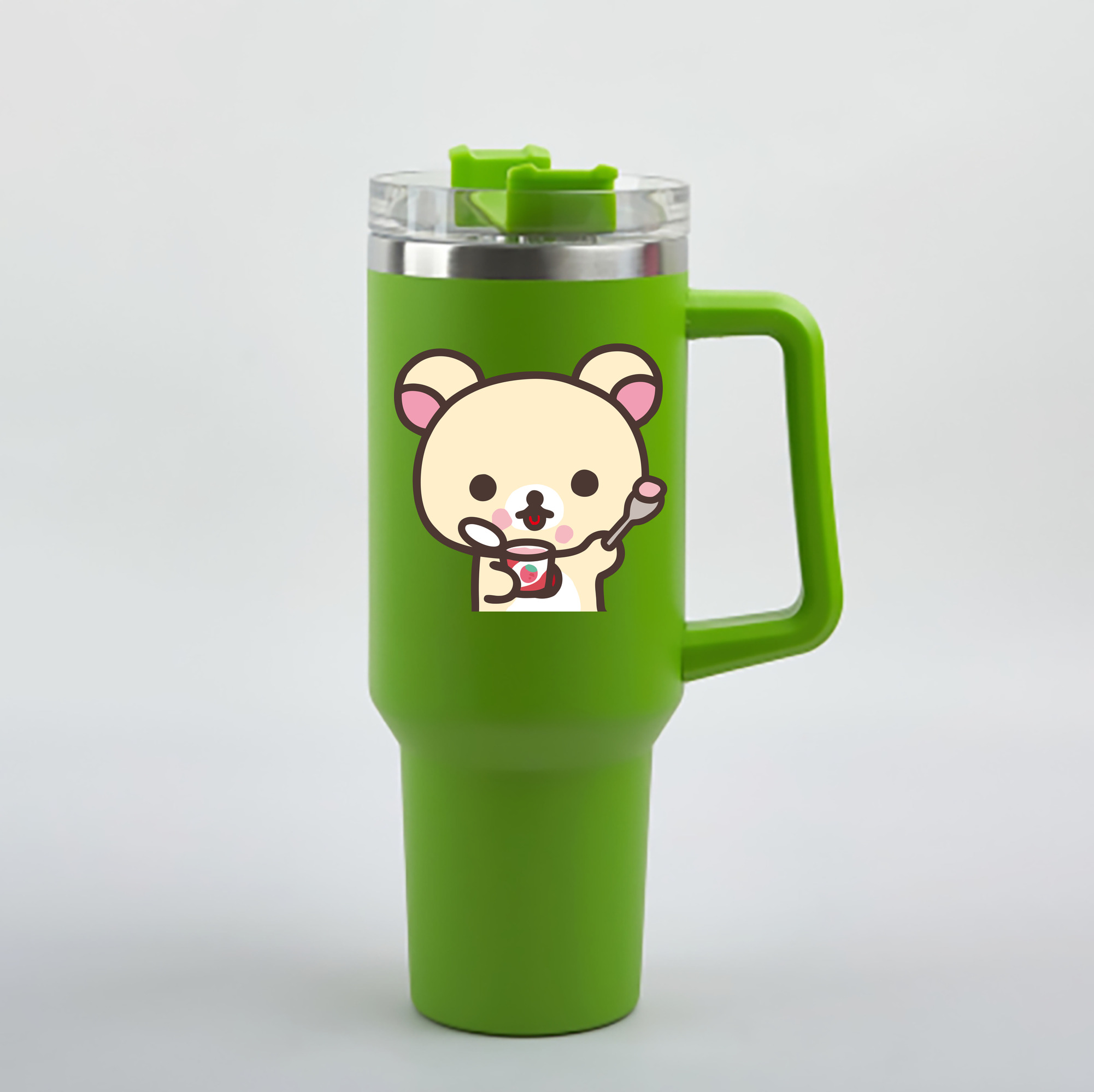 （画像用） リラックマ リラックマ キイロイトリ Rilakkuma Korilakkuma Kiiroitori 1200mL車用タンブラー - クリスタルステッカー（プラスチックストロー付き）